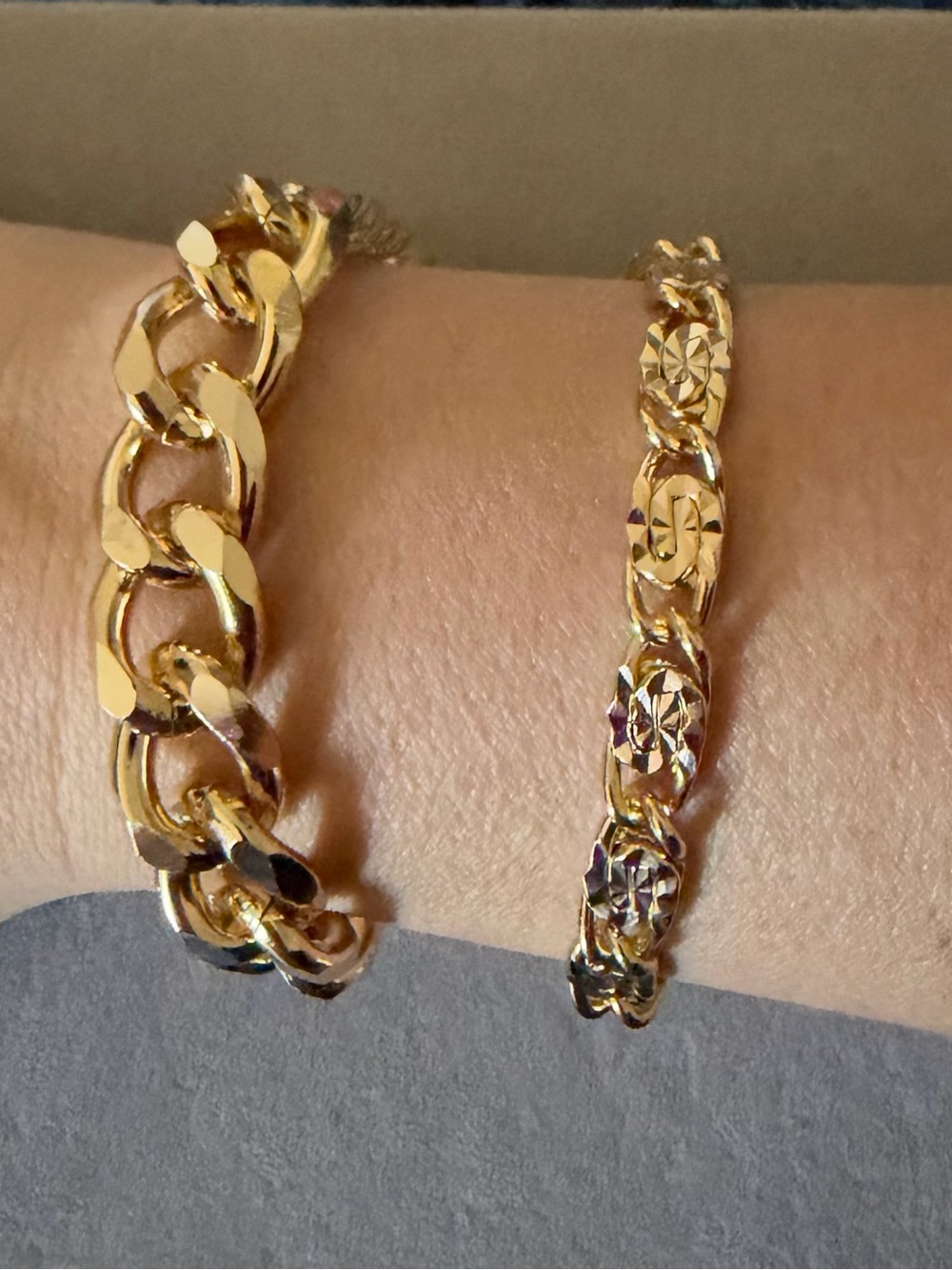 Gold Chain Link Bracelet Duo - Elegant Women's Jewelry